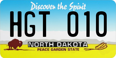 ND license plate HGT010