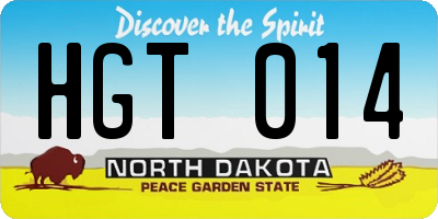 ND license plate HGT014