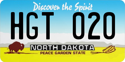 ND license plate HGT020