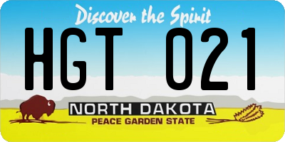 ND license plate HGT021