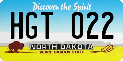 ND license plate HGT022