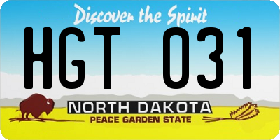 ND license plate HGT031