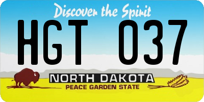 ND license plate HGT037
