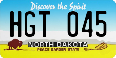 ND license plate HGT045