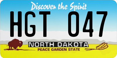 ND license plate HGT047