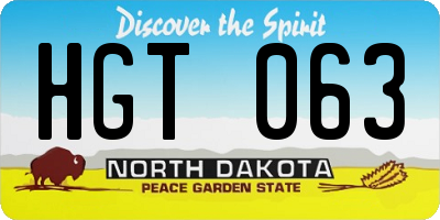 ND license plate HGT063