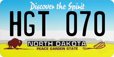 ND license plate HGT070