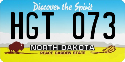 ND license plate HGT073