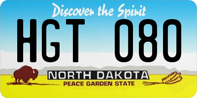 ND license plate HGT080