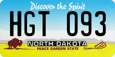 ND license plate HGT093
