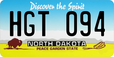 ND license plate HGT094