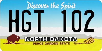 ND license plate HGT102