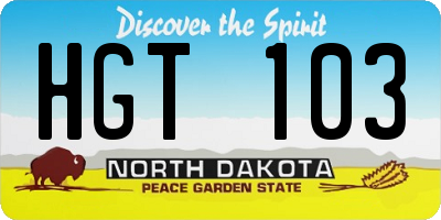 ND license plate HGT103