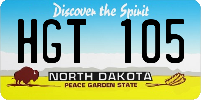 ND license plate HGT105