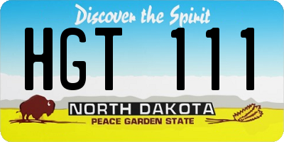 ND license plate HGT111