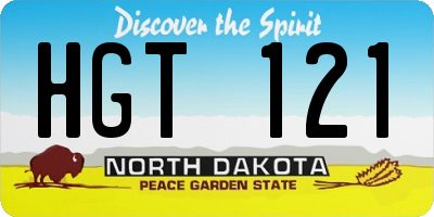 ND license plate HGT121