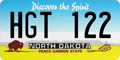 ND license plate HGT122
