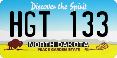 ND license plate HGT133