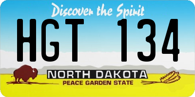 ND license plate HGT134
