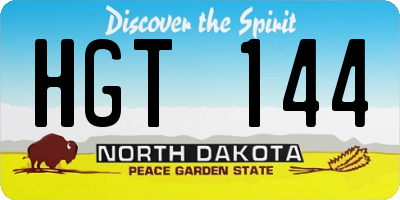 ND license plate HGT144