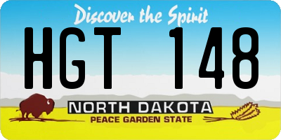 ND license plate HGT148