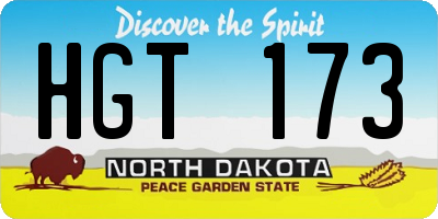ND license plate HGT173