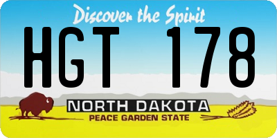 ND license plate HGT178