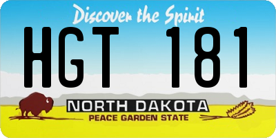 ND license plate HGT181
