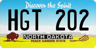 ND license plate HGT202
