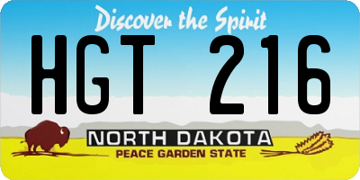 ND license plate HGT216