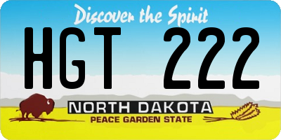 ND license plate HGT222