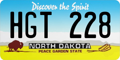 ND license plate HGT228