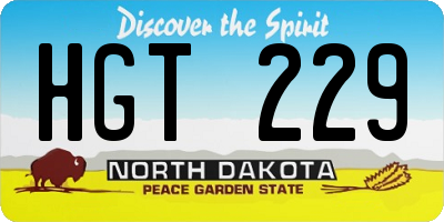 ND license plate HGT229