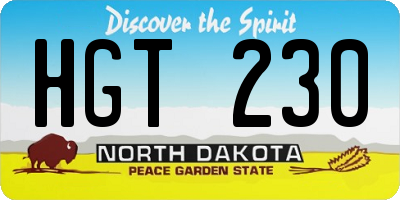 ND license plate HGT230