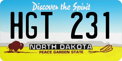 ND license plate HGT231