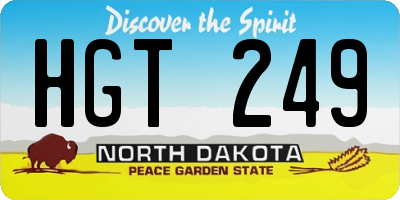 ND license plate HGT249