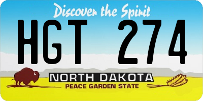 ND license plate HGT274