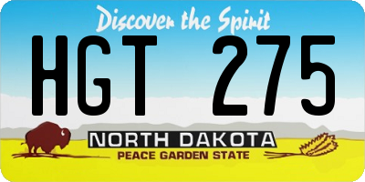 ND license plate HGT275