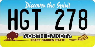 ND license plate HGT278