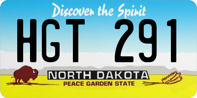 ND license plate HGT291