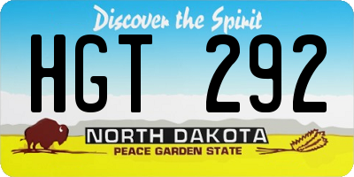 ND license plate HGT292