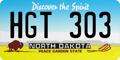 ND license plate HGT303