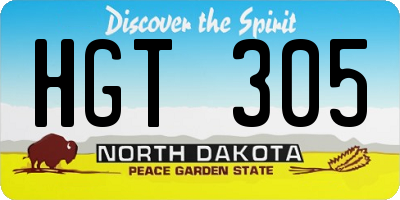 ND license plate HGT305