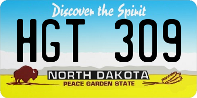 ND license plate HGT309