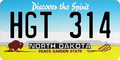 ND license plate HGT314