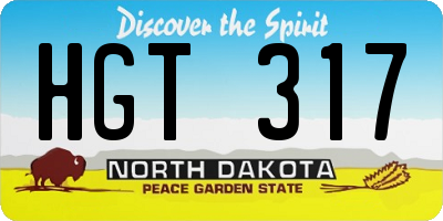 ND license plate HGT317