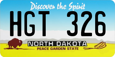 ND license plate HGT326