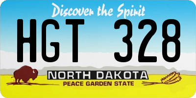 ND license plate HGT328