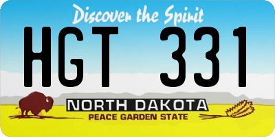ND license plate HGT331