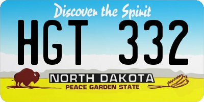ND license plate HGT332